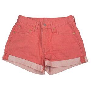 LEVI'S 501 Original Button Fly Cuffed Hem Denim Short Sz 27 Salmon Pink